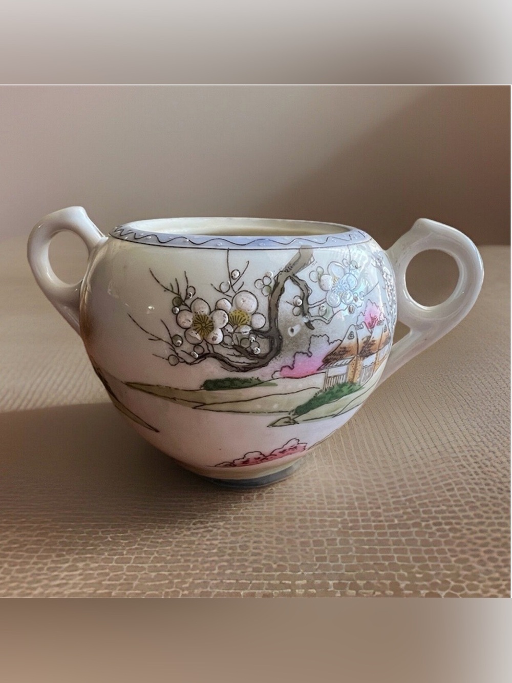 Vintage Nippon Sugar Bowl Dish Hand Painted Made In Japan 3” NO LID